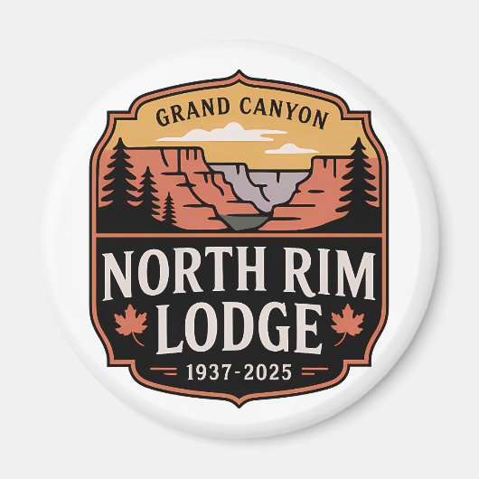 Grand Canyon North Rim Lodge Tribute 1937–2025 Magnet (Vorne)