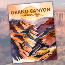 Grand Canyon Pastel Watercolor Vintage Straße