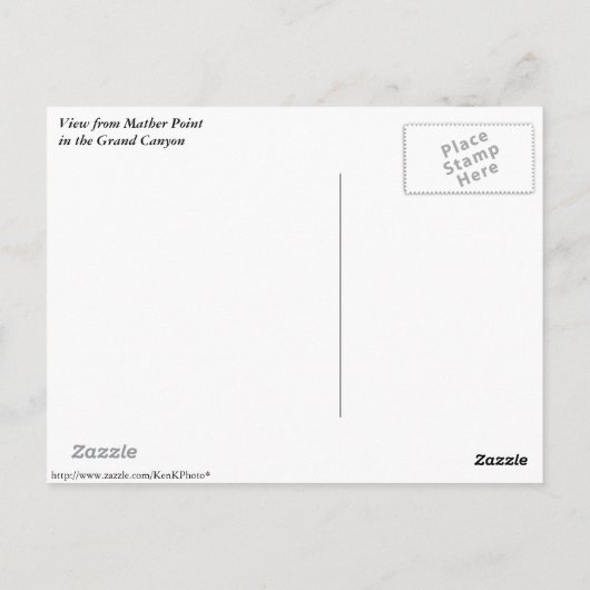 Grand Canyon Postcard Postkarte (Rückseite)