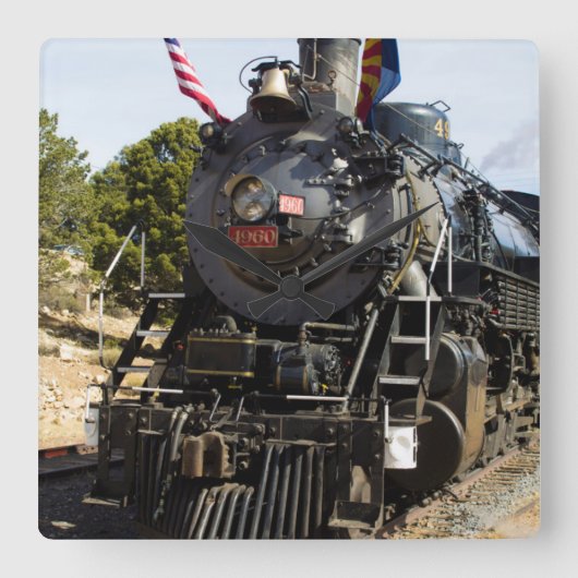 Grand Canyon Railway steam engine 4960 Quadratische Wanduhr (Vorderseite)