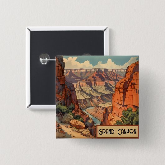 Grand Canyon Retro Reisedesign Button (Vorne & Hinten)