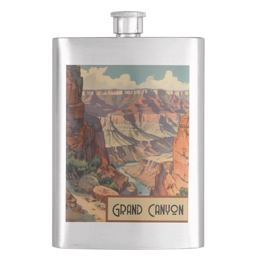 Grand Canyon Retro Reisedesign Flachmann (Vorderseite)