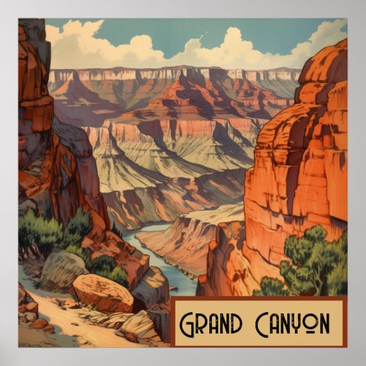 Grand Canyon Retro Reisedesign Poster (Vorne)
