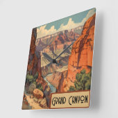 Grand Canyon Retro Reisedesign Quadratische Wanduhr (Winkel)