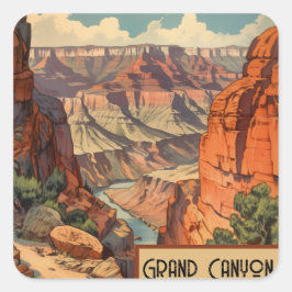 Grand Canyon Retro Reisedesign Quadratischer Aufkleber