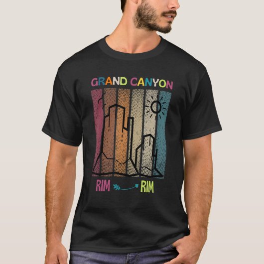 Grand Canyon Rim Rim Retro Wanderkostüm T-Shirt (Vorderseite)