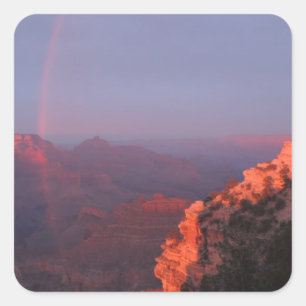 Grand Canyon Sonnenuntergang Regenbogen Quadratischer Aufkleber