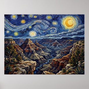 Grand Canyon Sternenhimmel Historische Landschaft Poster