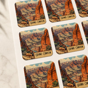 Grand Canyon Vintage Südwest-Landschaft Quadratischer Aufkleber