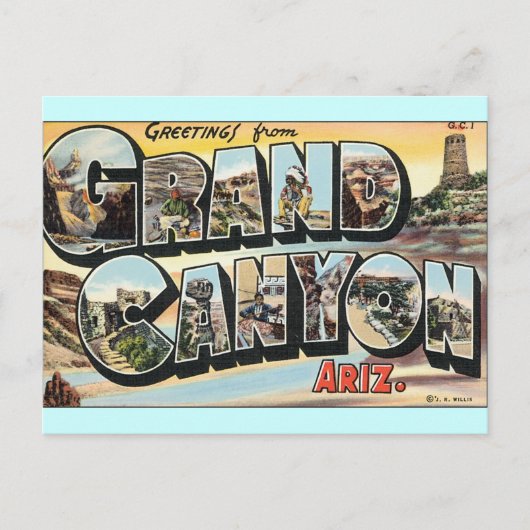 Grand Canyon Vintage Travel Postkarte (Vorderseite)