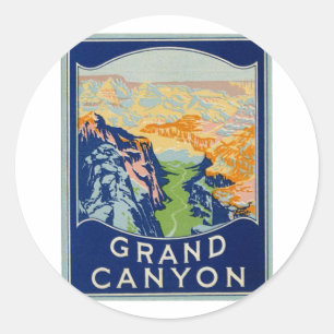 Grand Canyon - Vintage Travel Runder Aufkleber