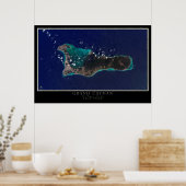 Grand Cayman Island From Space Satellite Map Poster (Küche)