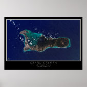 Grand Cayman Island From Space Satellite Map Poster (Vorne)