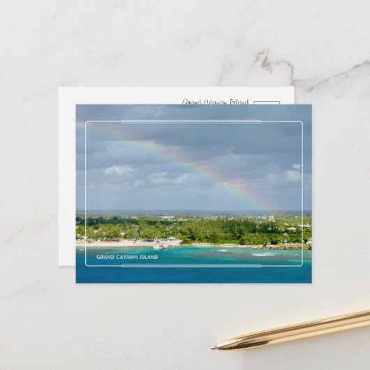 Grand Cayman Island Rainbow Bliss Postkarte (Vorderseite/Rückseite Beispiel)