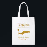 Grand Cayman Map Wedding Welcome Bag, Gold Tasche  Wiederverwendbare Einkaufstasche<br><div class="desc">Hochzeitswochenende Begrüßungsgeschenk-Tasche für Gäste aus der Stadt zu Ihrer Hochzeit,  mit dem Bild der Grand Cayman Insel,  mit Herz können Sie an der genauen Lage platzieren. Füllen Sie die Tasche mit Ihren Lieblingsgoodies aus.</div>
