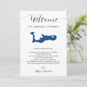 Grand Cayman Map Wedding Welcome Letter Tour (Stehend Vorderseite)
