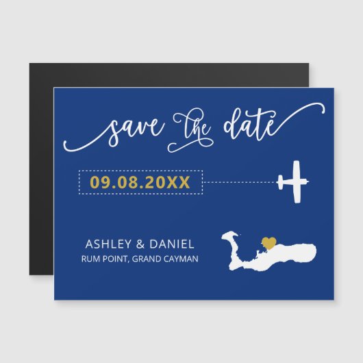 Grand Cayman Wedding Save the Date Card, Map Magneteinladung (Vorne/Hinten)