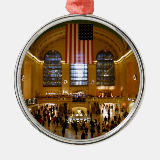 Grand Central Station New York Silbernes Ornament (Vorne)