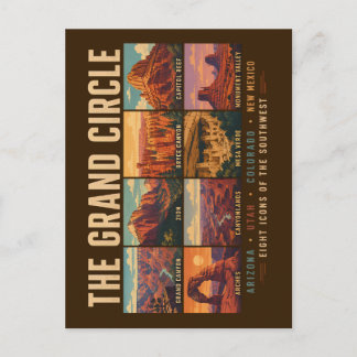 Grand Circle National Parks Landmarks Illustration Postkarte