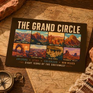 Grand Circle Nationalparks Landmark-Illustration Postkarte