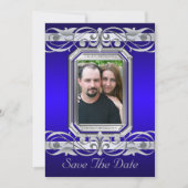 Grand Duchess Blue Save the Date Silver Einladung (Vorderseite)