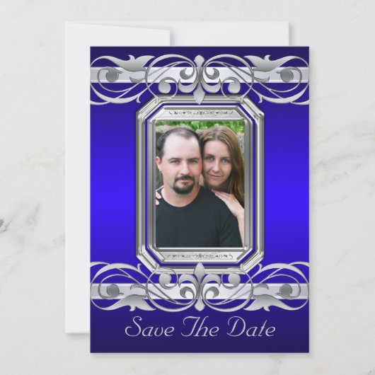 Grand Duchess Blue Save the Date Silver Einladung (Vorderseite)