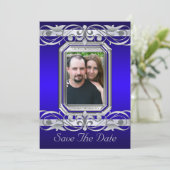 Grand Duchess Blue Save the Date Silver Einladung (Stehend Vorderseite)