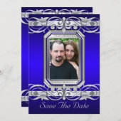 Grand Duchess Blue Save the Date Silver Einladung (Vorne/Hinten)