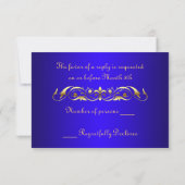 Grand Duchess Gold Scroll Blue RSVP Card (Rückseite)