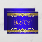 Grand Duchess Gold Scroll Blue RSVP Card (Vorne/Hinten)