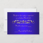 Grand Duchess Gold Scroll Blue RSVP Card Karte (Rückseite)