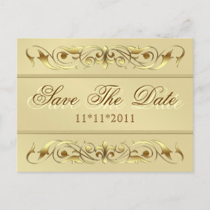 Grand Duchess Gold Scroll Save the Date Postkarte