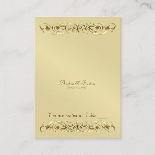 Grand Duchess Gold Scroll Table Platzkarte (Vorderseite)