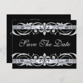Grand Duchess Silver Black Save the Date Postcard Ankündigungspostkarte (Vorne/Hinten)