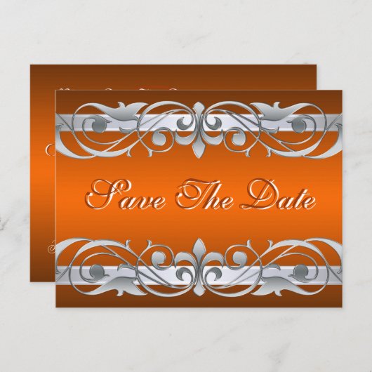 Grand Duchess Silver Orange Save the Date Postcard Ankündigungspostkarte (Vorne/Hinten)