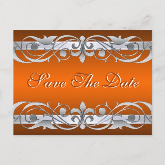 Grand Duchess Silver Orange Save the Date Postcard Ankündigungspostkarte (Vorderseite)