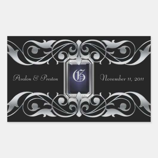 Grand Duchess Silver Save the Date Black Sticker (Vorderseite)