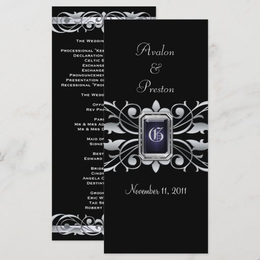 Grand Duchess Silver Scroll Black Wedding Programm (Vorne/Hinten)