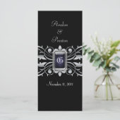 Grand Duchess Silver Scroll Black Wedding Programm (Stehend Vorderseite)