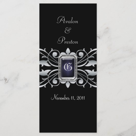 Grand Duchess Silver Scroll Black Wedding Programm (Vorderseite)
