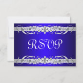 Grand Duchess Silver Scroll Blue RSVP Card (Vorderseite)