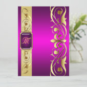 Grand Duke Pink Jewel Gold Scroll Rosa Einladung (Stehend Vorderseite)
