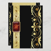 Grand Duke Red Jewel Gold Scroll Black Einladung (Vorne/Hinten)