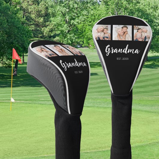 Grand Established Modern Script 3 Photo Black Golf Headcover