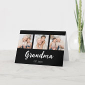 Grand Established Modern Script 3 Photo Black Karte (Vorderseite)