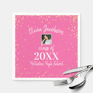 Grand Foto Gold Confetti Graduation Party Pink Serviette