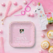 Grand Foto Gold Confetti Pink Graduation Party Pappteller (Party)