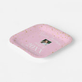 Grand Foto Gold Confetti Pink Graduation Party Pappteller (Gewinkelt)