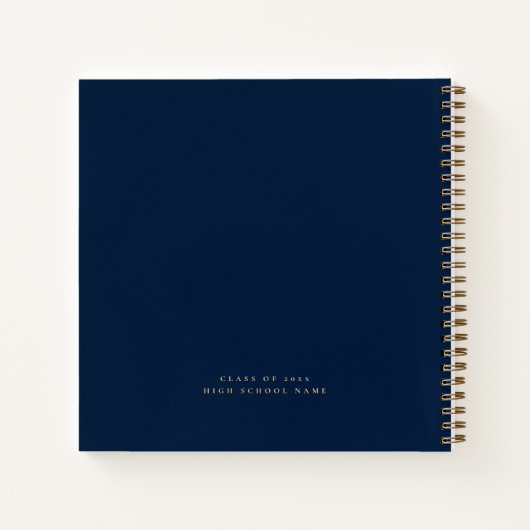 Grand Gold Script Navy Abschluss Gästebuch Notizblock (Rückseite)