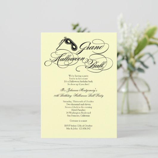 Grand Halloween Ball Costume Party Einladung (Stehend Vorderseite)